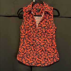 Banana Republic Floral Sleeveless Blouse Romantic Coastal Boho Workwear 0